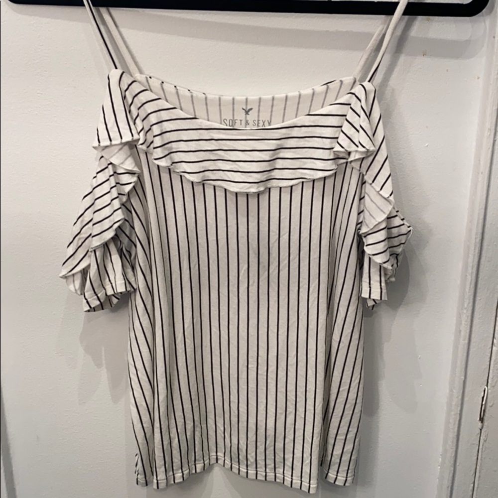 Cold Shoulder Ruffle Accent Top